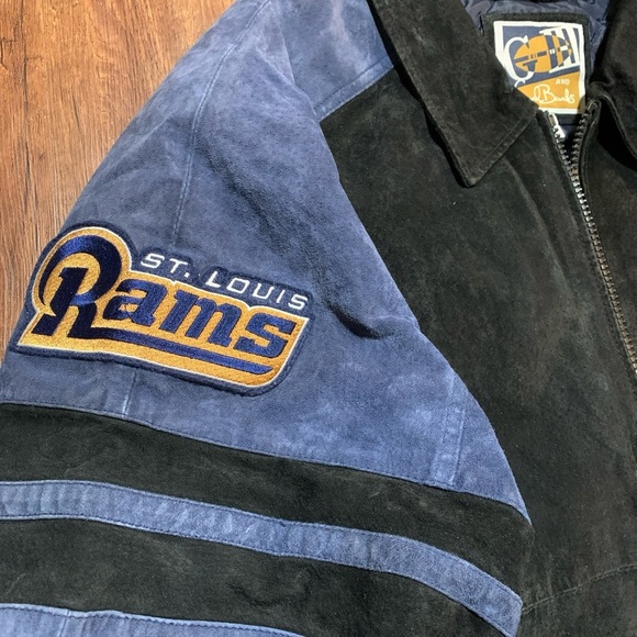 Vintage Leather Bomber Jacket NFL ST LOUIS RAMS Size 2XL - Picture 4 of 11